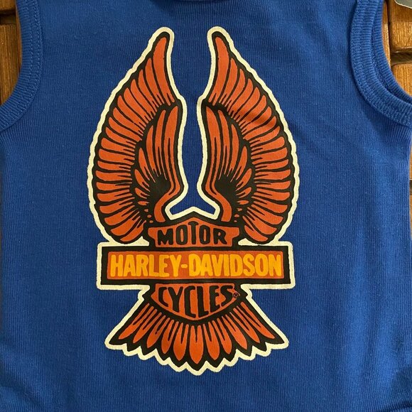 NWT Harley-Davidson Motorcycles One Piece Outfit/Sleeveless Bodysuit, 6-9mo. - Picture 3 of 5